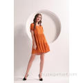 Женское оранжевое летнее мини-платье